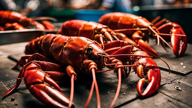 Fishing for lobsters on a fishing boat.