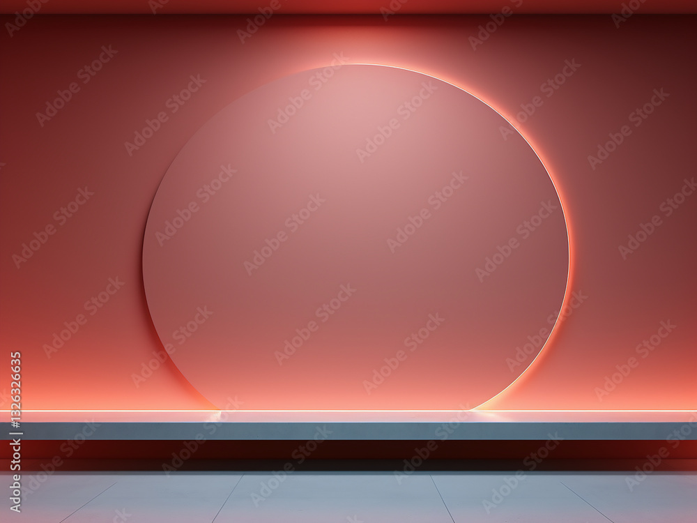 Poster design elements with clean lines highlight the minimalist backdrop, rim light defining edges