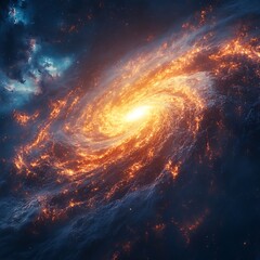 Fototapeta premium Supermassive Black Hole Cosmic Swirl Intense Gravitational Pull Space Phenomenon Illustration