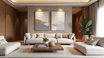 living room design in minimalistic style