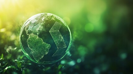 A globe with a green arrow on it