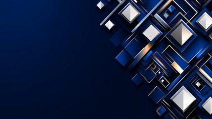 Obraz premium Abstract Blue and Gold Geometric Digital Illustration AI Generated