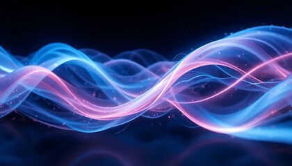 Glowing blue fractal waves with dynamic smoke effect