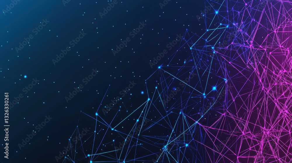 Poster abstract digital background with connecting lines and bright dots
