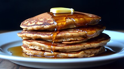Delicious Buttery Pancakes Stack with Syrup