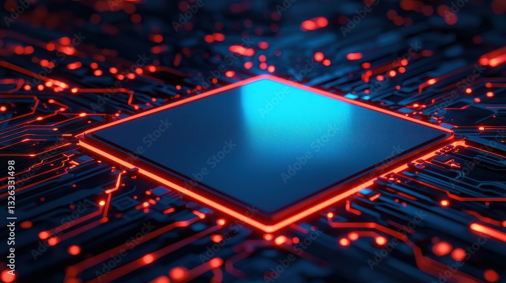 Poster abstract technology background with circuit and glowing elements
