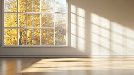 Cozy Fall Zoom Background of a Simple Room with a Window for Professional Settings