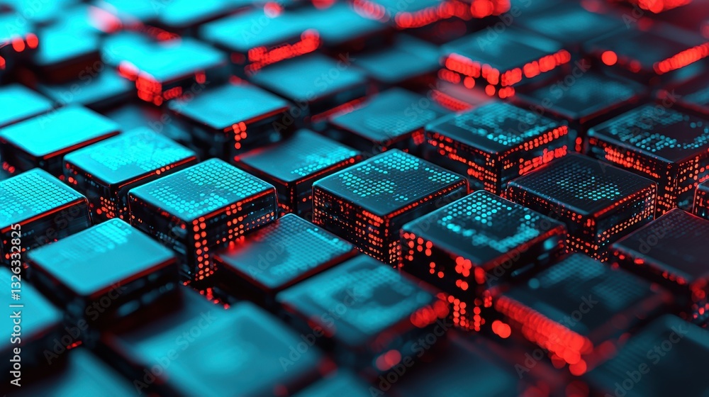Poster abstract technology background with red glowing circuit boards