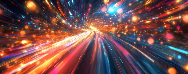 Naklejka premium A visually stunning display of vibrant lines and particle bursts