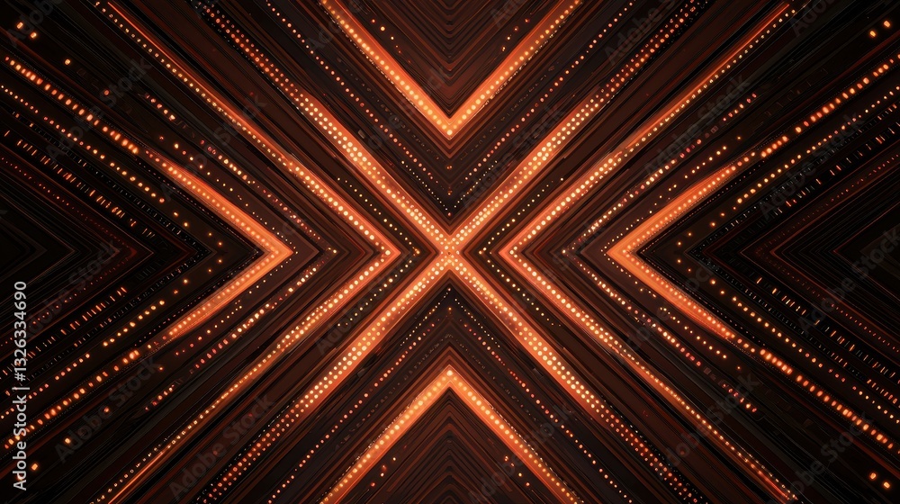 Poster abstract geometric pattern with warm lights on dark background