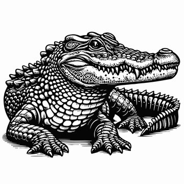 recommend clip art: Detailed Crocodile with Scales and Teeth
