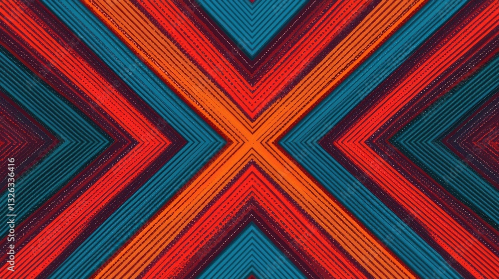 Poster dynamic geometric lines in bold colors creating a modern design