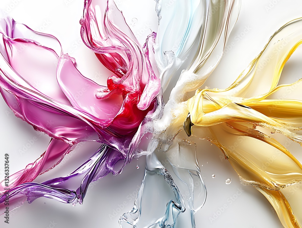 Poster dynamic fluid art displaying an explosion of color with a modern aesthetic