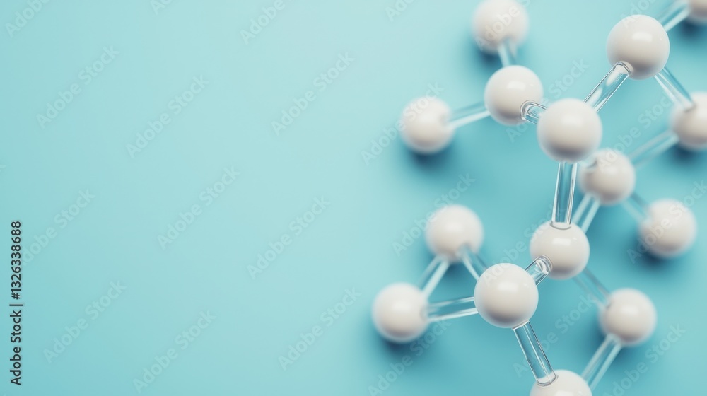 Poster molecular structure model on blue background in abstract design