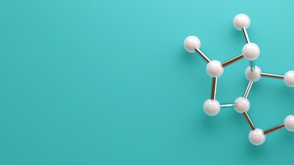 Obraz premium Molecular Structure Model on Teal Background for Science Concepts