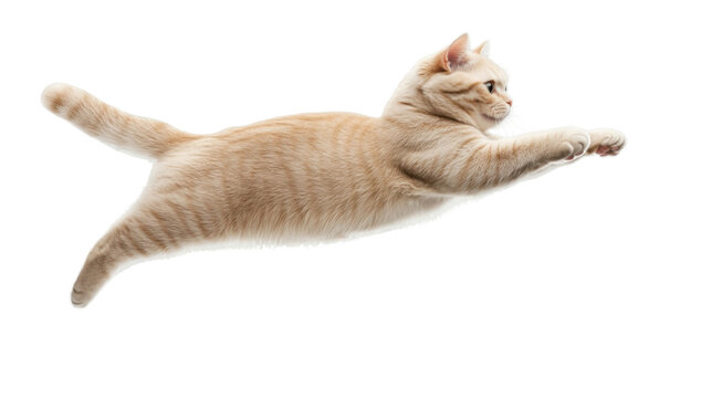 jumping scottish fold cat isolated on white background