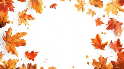 Fototapeta premium Vibrant Fall Leaves Set on Clean White Background for Creative Designs