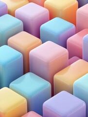 Fototapeta premium Colorful glossy cubes arranged in a repeating abstract pattern