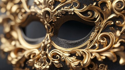 Golden Masquerade Frame for Elegant Event Themes and Vintage Decor Display Marketing.
