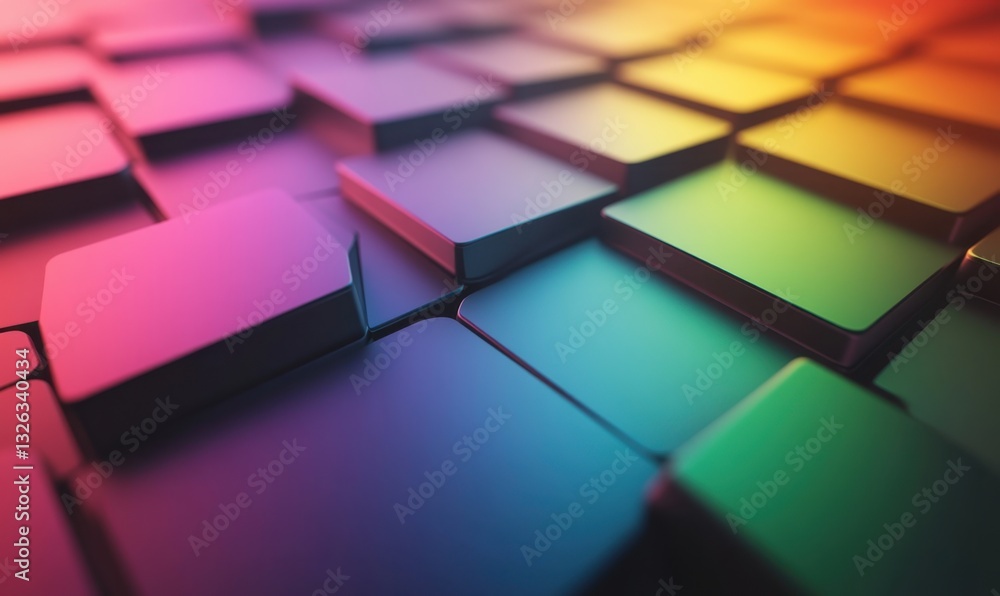 Poster colorful 3d blocks background with gradient light for abstract design