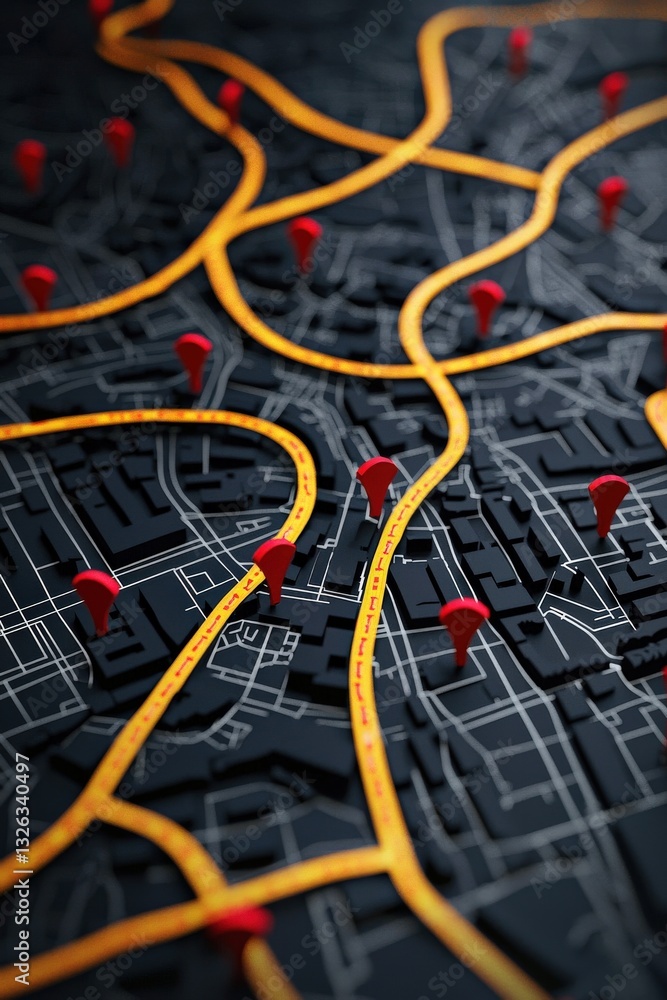 Poster a map overlay of safe pathways surrounded by red-marked zones