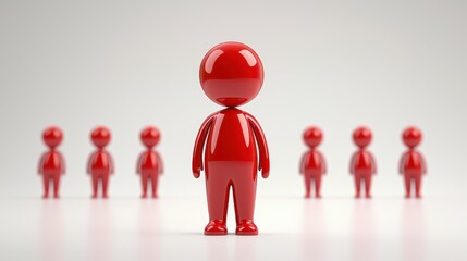 Standing out from the crowd, a red figure's unique presence among many 