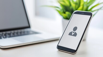 Modern desk workspace with laptop and cell phone for enhanced productivity