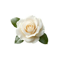 Featuring a delicate white rose accompanied by lush green leaves, perfect for floral themes or elegant presentations.