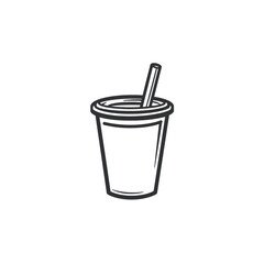 Line drawing of a drink cup featuring a straw, conveying a modern and clean aesthetic ideal for various creative projects.