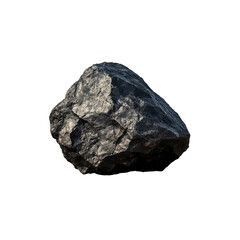 Naklejka premium Single piece of coal rests alone with striking black color and smooth, glistening surface, highlighting its unique texture and form.