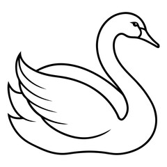 Swan Outline Vector Art Illustration
