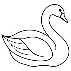 Swan Outline Vector Art Illustration