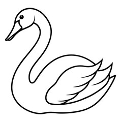 Swan Outline Vector Art Illustration