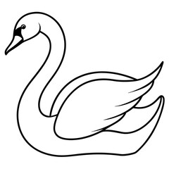 Swan Outline Vector Art Illustration
