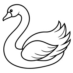 Swan Outline Vector Art Illustration