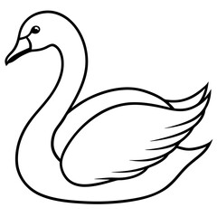 Swan Outline Vector Art Illustration