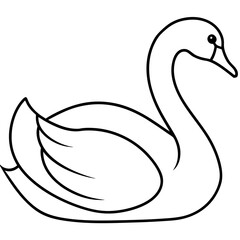 Swan Outline Vector Art Illustration