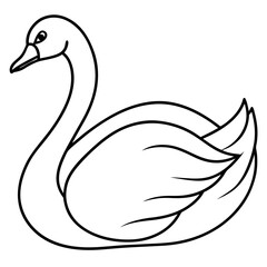 Swan Outline Vector Art Illustration