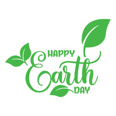 hand drawn happy earth day text writing icon.