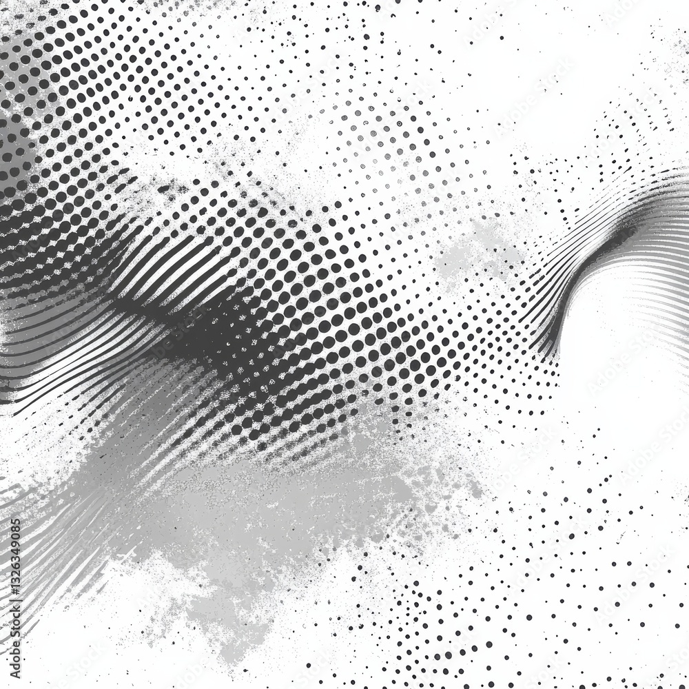 Leinwandbilder abstract halftone texture with distressed lines, creating a dynamic and modern design in black and w