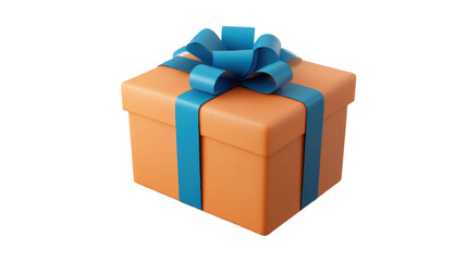 orange gift box with ribbon isolated on white background