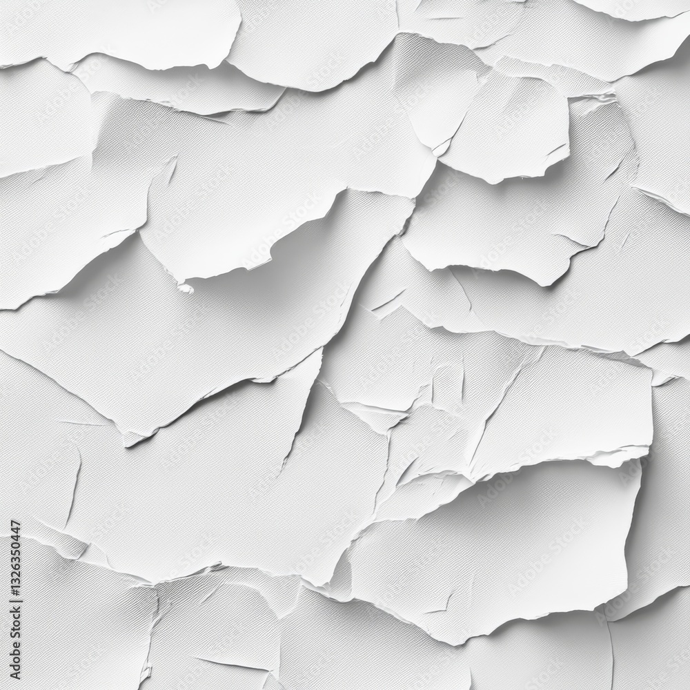 Aufkleber Abstract White Texture: Paper Fragments and Shadows Creating a Minimalist Composition