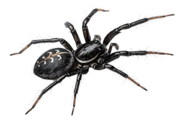 Black spider isolated on transparent background
