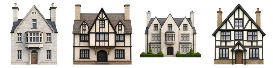 Classic English manor houses with distinct architectural features