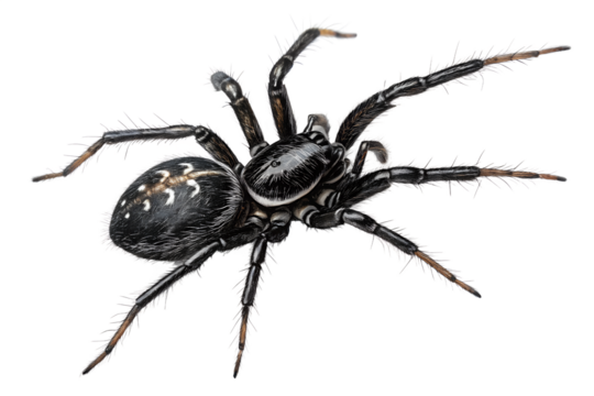 Black spider isolated on transparent background

