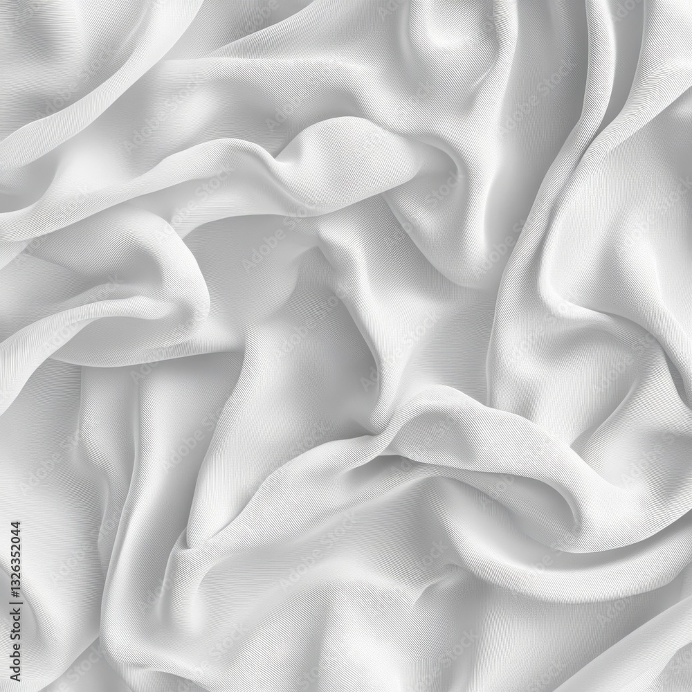 Poster Elegant Draped White Fabric: A Luxurious Texture with Soft Folds and Subtle Light Play for Backgrounds