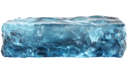 blue ice block isolated on white background
