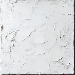 Textured Canvas: Thick White Paint Layers Creating Abstract Patterns on a Square Surface