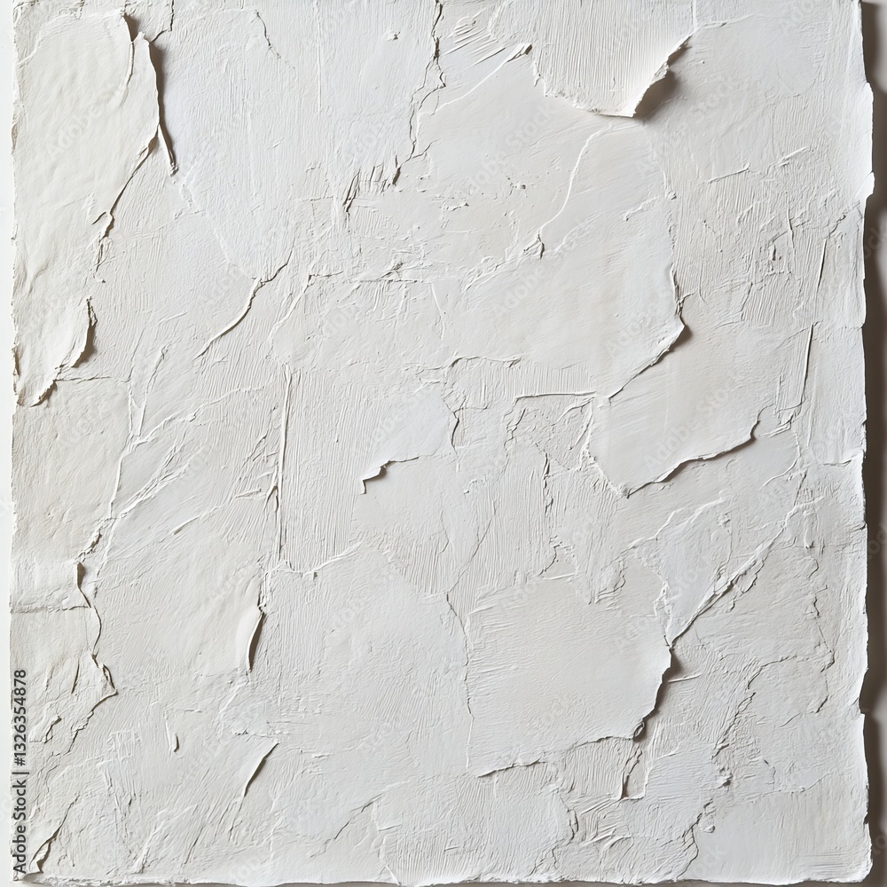 Fototapete Textured White Plaster Surface: Abstract Close-up with Cracks and Uneven Layering Creates a Minimalist Background