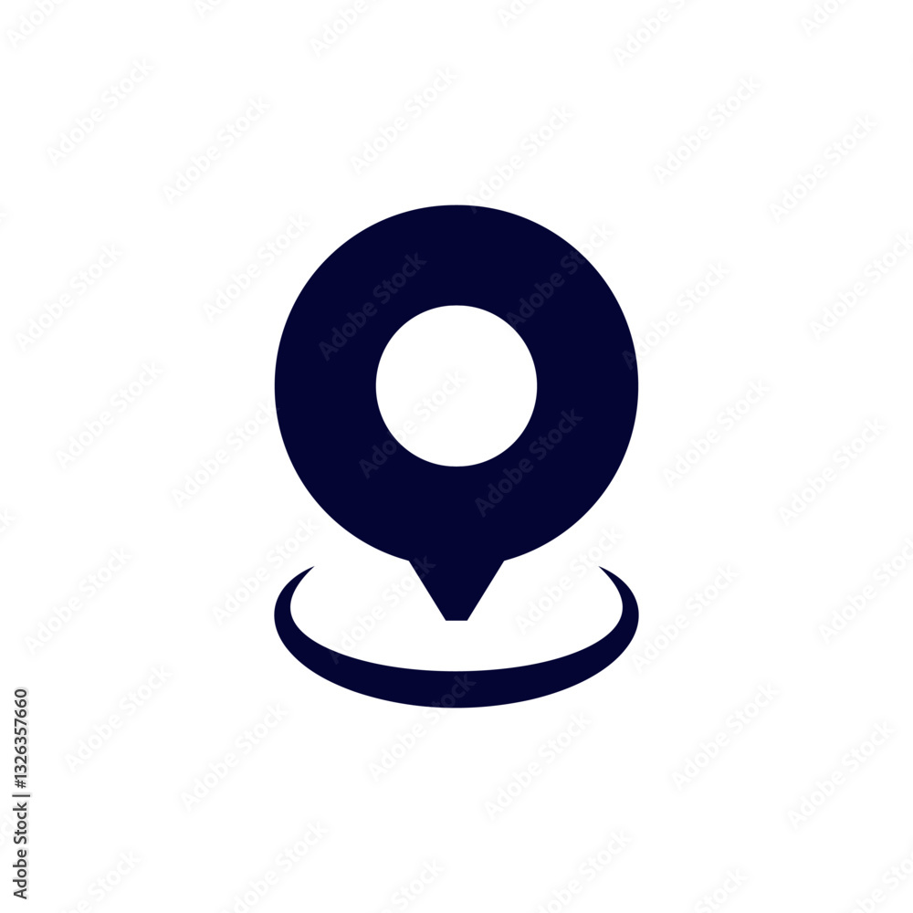 Poster black pin icon with a circular center and pointed tail, exemplifying a minimal design.